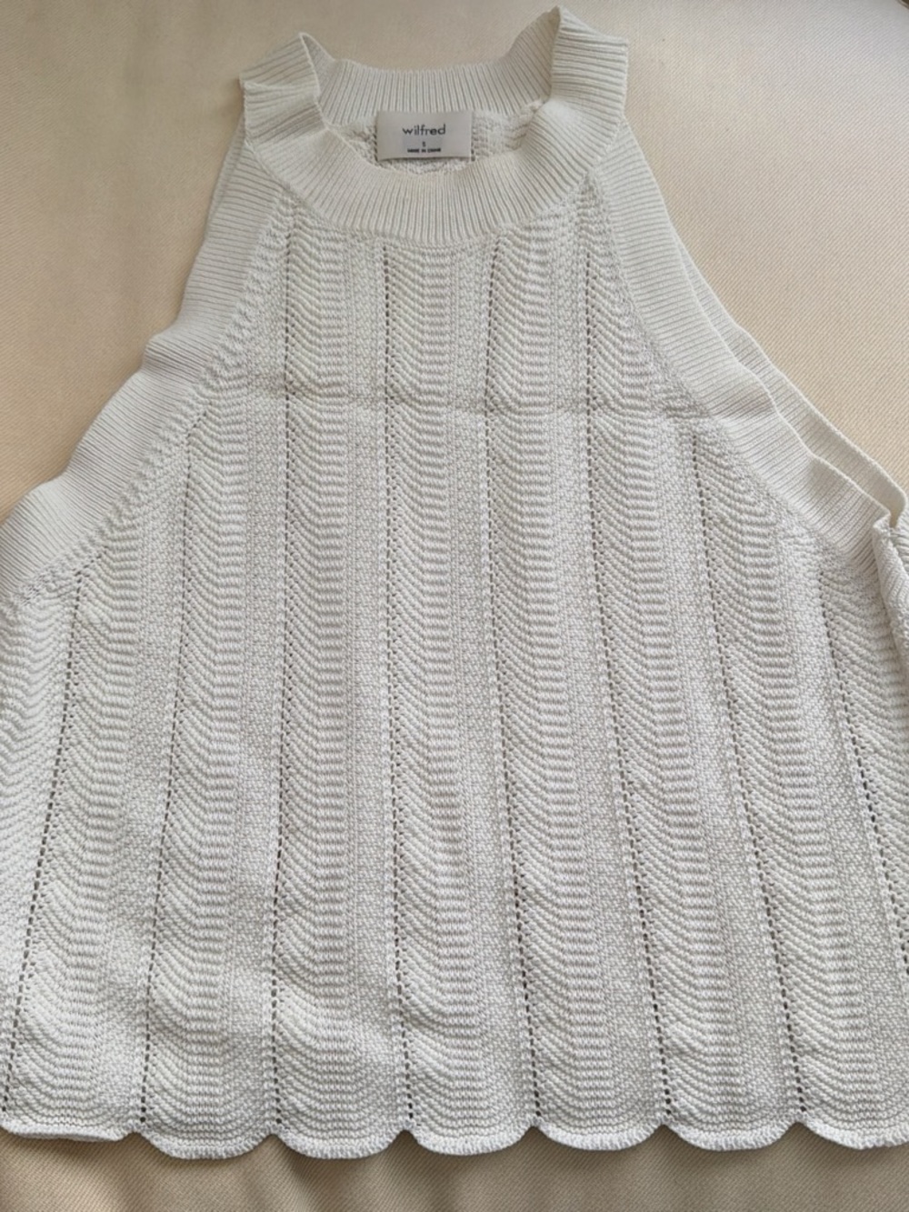 Aritzia Cream Crochet-Pattern High Neck Tank